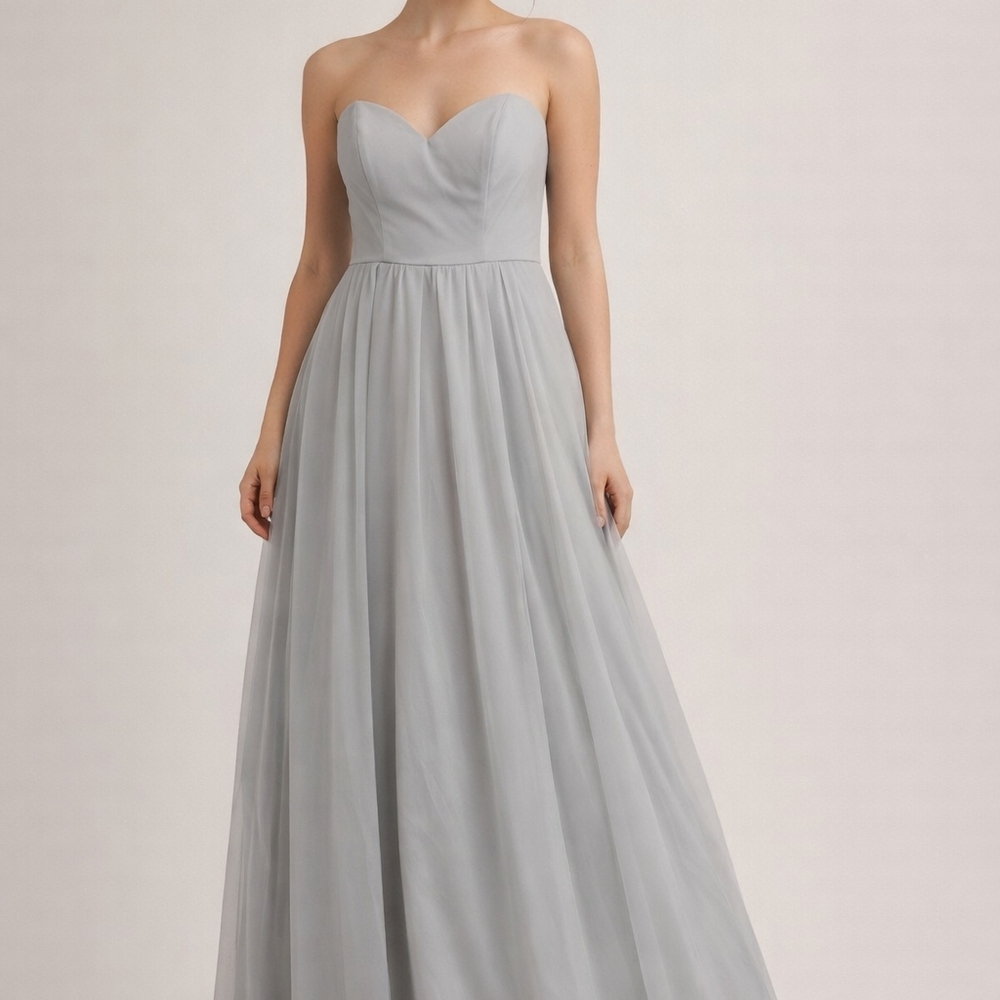 Crystal Doll Elegant Strapless Chiffon Gray Prom / Evening Dress